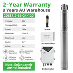 DIFFUL Solar Powered Water Pump Kit, 2 inch 56 M Head 120 W 24 V DC For Off-Grid Living
