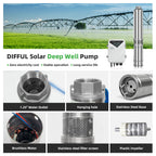 DIFFUL Solar Water Pump Solutions, 3 inch 1100 W 72 V DC For Drip Lines
