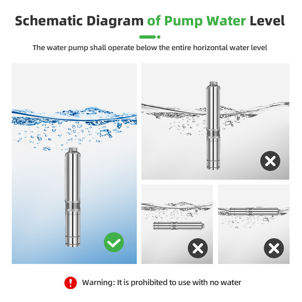 DIFFUL Solar Water Pump Solutions, 3 inch 1100 W 72 V DC For Drip Lines