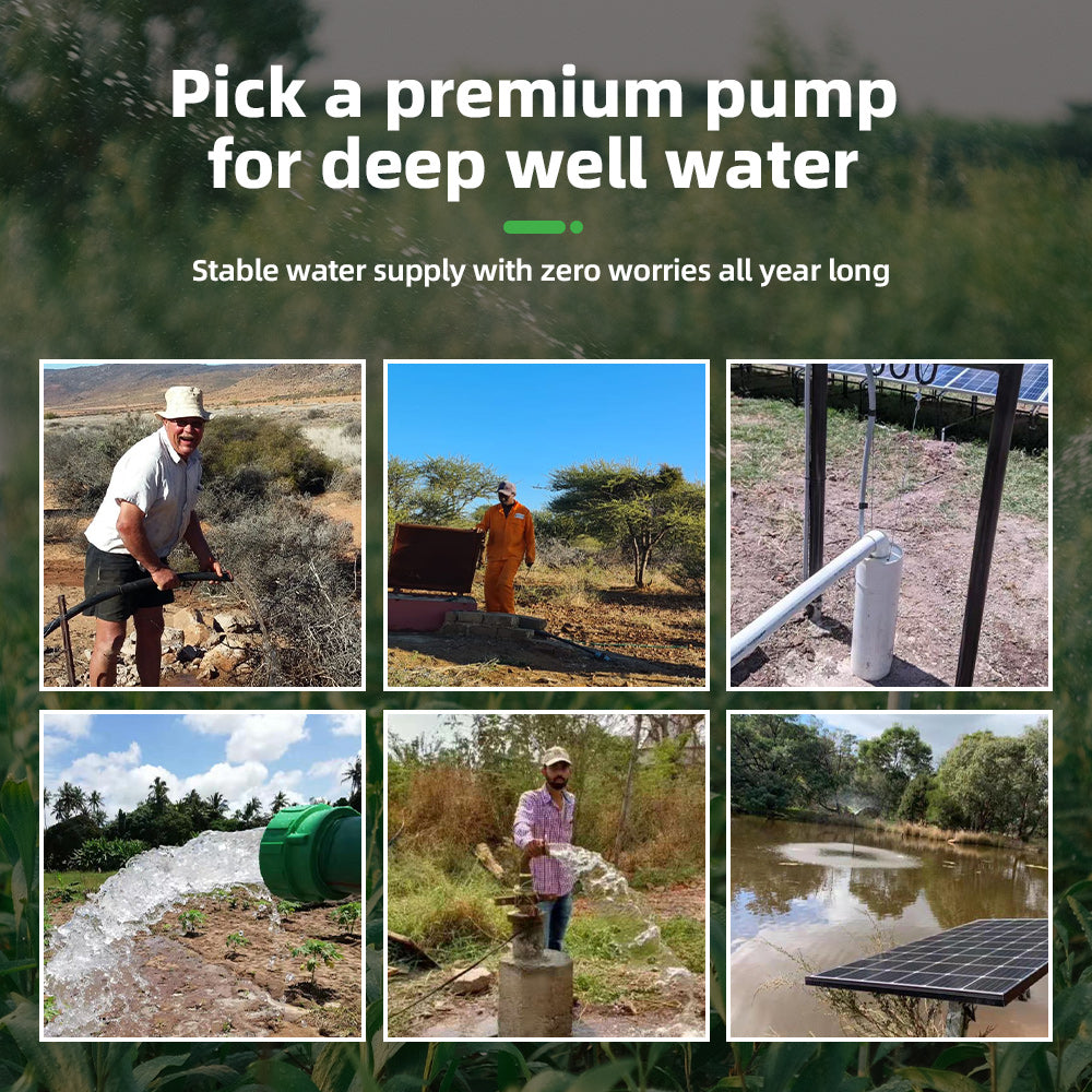 DIFFUL Solar Water Pump Solutions, 3 inch 1100 W 72 V DC For Drip Lines