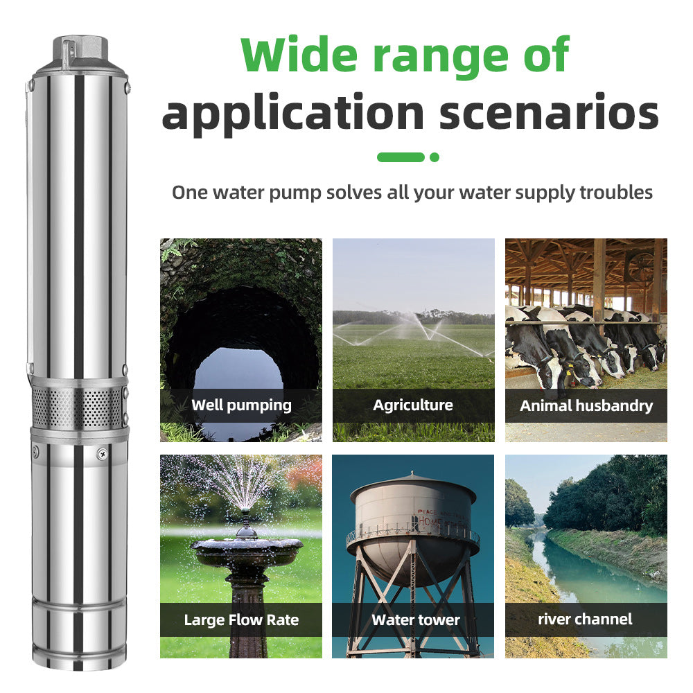 DIFFUL Solar Water Pump Solutions, 3 inch 1100 W 85 V - 280 V AC/DC For Drip Lines