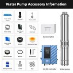 DIFFUL Solar Water Pump Solutions, 3 inch 1100 W 85 V - 280 V AC/DC For Drip Lines