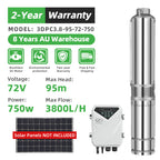 DIFFUL Solar Water Pump, 3 inch 750 W 72 V DC For Irrigation