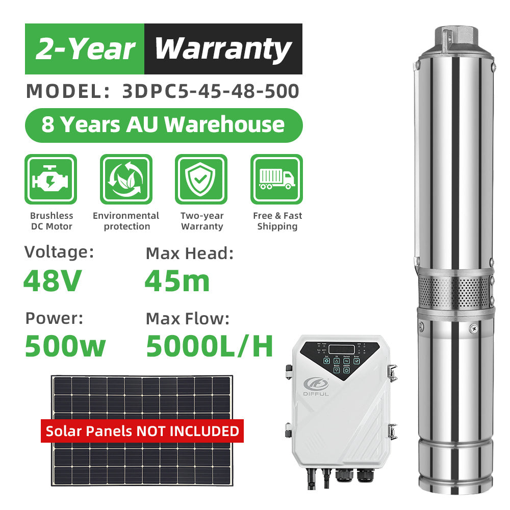 DIFFUL Solar Water Pump, 3 inch 500 W 48 V DC For Irrigation