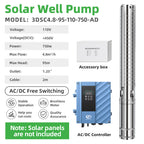 DIFFUL Solar Well Pumps, 3 inch 750 W 85 V - 280 V AD For Sprinklers