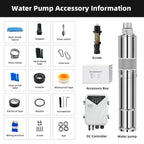DIFFUL Solar Archimedes Screw Water Pump Kit, 3 inch 120 W 24 V DC For Livestock