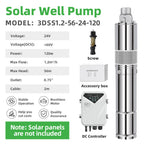 DIFFUL Solar Archimedes Screw Water Pump Kit, 3 inch 120 W 24 V DC For Livestock