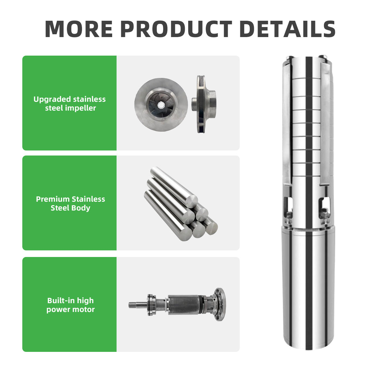 DIFFUL Solar Shielded Pumps, 4 inch 203 M High Head 1500 W 85 V - 280 V AC/DC For Irrigation