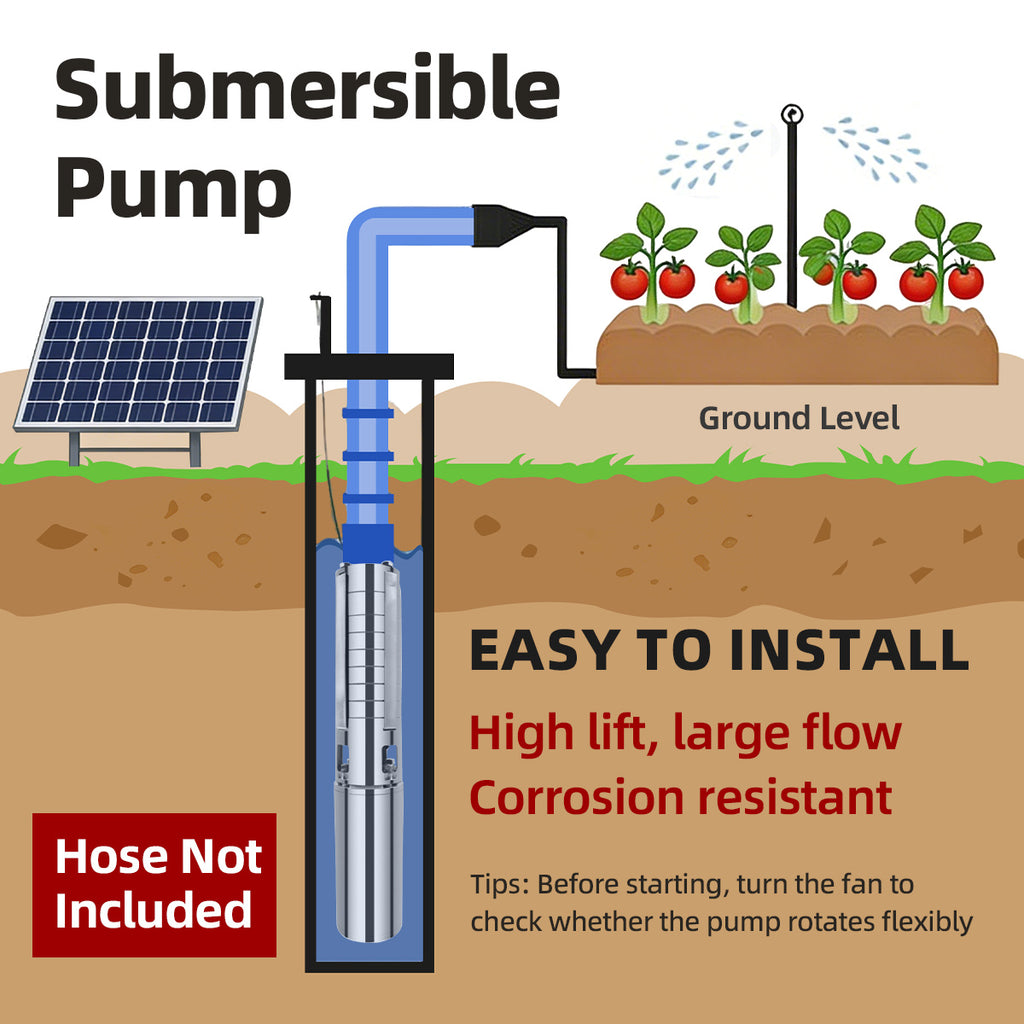 DIFFUL Solar solar Borehole Pumps, 4 inch 203 M High Head 1500 W 85 V - 280 V AC/DC For Deep Well