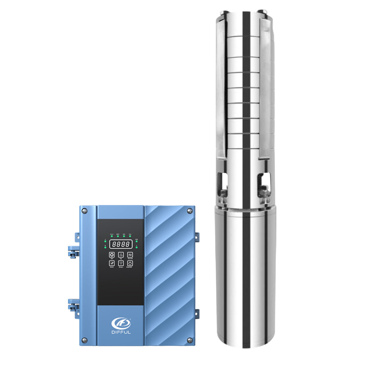 DIFFUL Solar solar Borehole Pumps, 4 inch 203 M High Head 1500 W 85 V - 280 V AC/DC For Deep Well