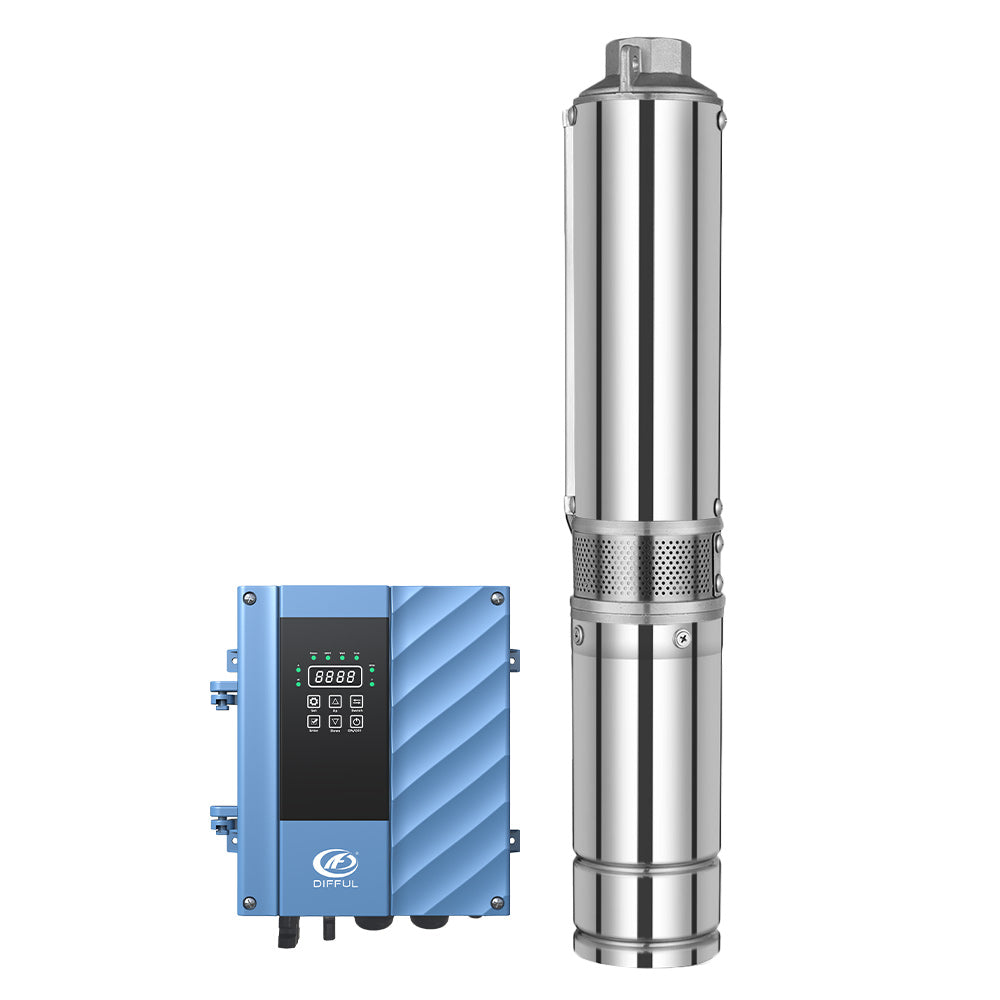 DIFFUL Solar Submersible Pump System, 4 inch 2200 W 85 V - 280 V AC/DC For Drip Lines