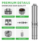 DIFFUL Solar Submersible Pump System, 4 inch 2200 W 85 V - 280 V AC/DC For Drip Lines