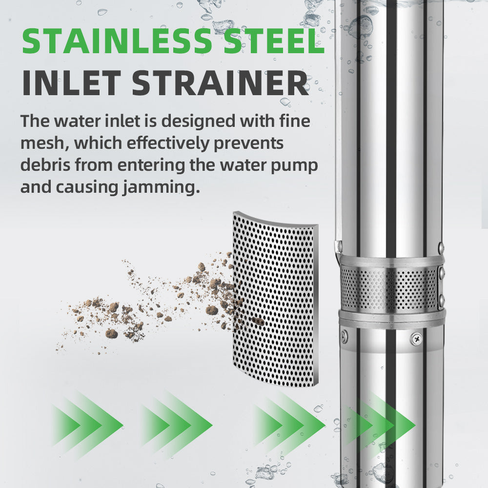 DIFFUL Solar Submersible Pump System, 4 inch 2200 W 85 V - 280 V AC/DC For Drip Lines