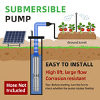 DIFFUL Solar Submersible Pump System, 4 inch 2200 W 85 V - 280 V AC/DC For Drip Lines