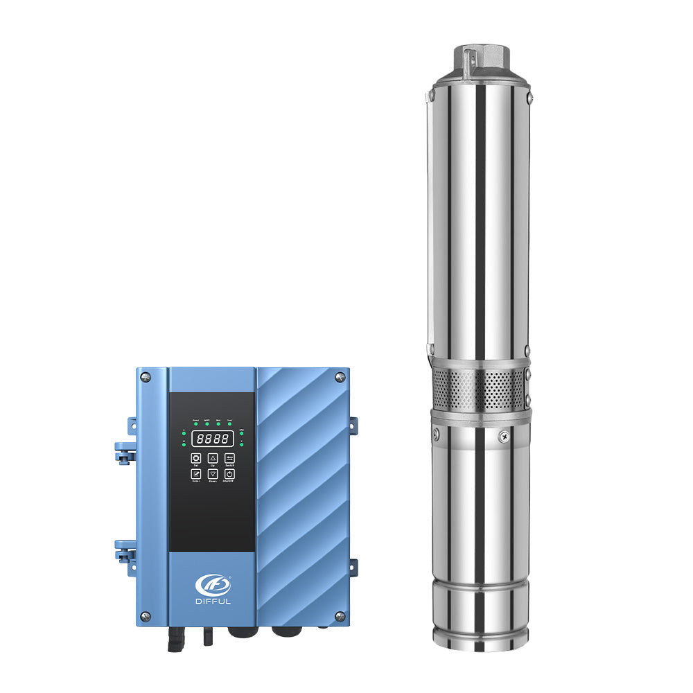 DIFFUL Solar Submersible Pump System, 4 inch 2200 W 85 V - 280 V AC/DC For Drip Lines