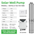DIFFUL Solar Powered Water Pump Kit, 4 inch 135 M Head 1500 W 110 V DC For Off-Grid Living