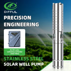 DIFFUL Solar Powered Submersible Water Pump, 4 inch 3000 W 85 V - 280 V AC/DC For Irrigation