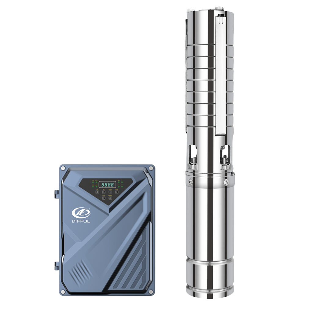 DIFFUL Solar Powered Submersible Water Pump, 4 inch 3000 W 85 V - 280 V AC/DC For Irrigation