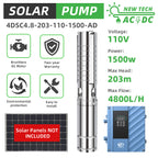 DIFFUL Solar Motor Pump, 4 inch 1500W 85 V - 280 V AD For Drip Lines