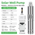 DIFFUL Solar Single Screw Pump Kit, 4 inch 500 W 48 V DC 30 M Cable For Irrigation