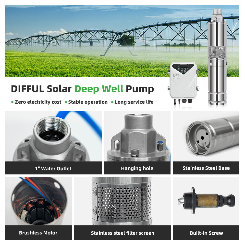 DIFFUL Pumps And Solar, 4 inch 600 W 48 V DC For Farm