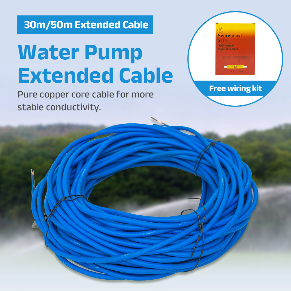 DIFFUL 30M Blue Submersible Water Pump Extension Cable 3x2.0mm² Waterproof