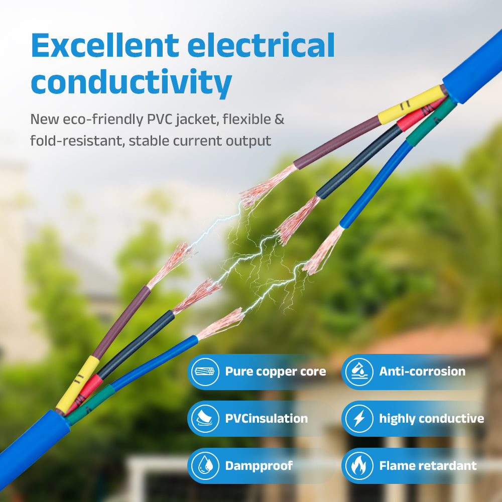 DIFFUL 30M Blue Submersible Water Pump Extension Cable 3x2.0mm² Waterproof