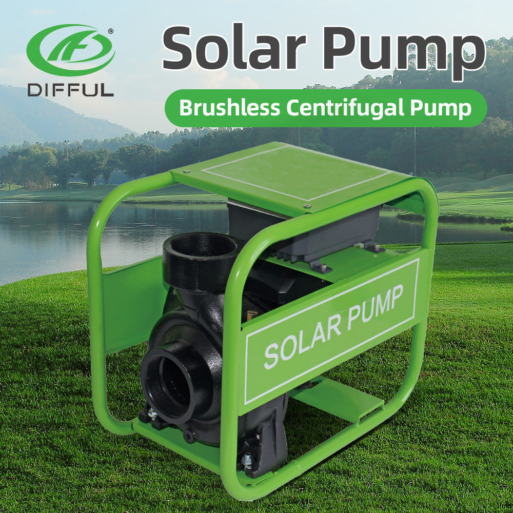 DIFFUL Solar Powered Pond Pump, 21 M Head 750 W 85 V - 280 V AC/DC For Filling Ponds
