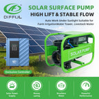 DIFFUL Solar farm Pump, 21 M Head 1500 W 85 V - 280 V AC/DC For Home & Garden
