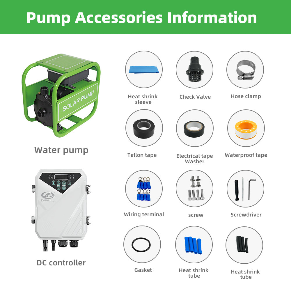 DIFFUL Solar Farm Pump, 550 W 48 V DC For Filling Ponds