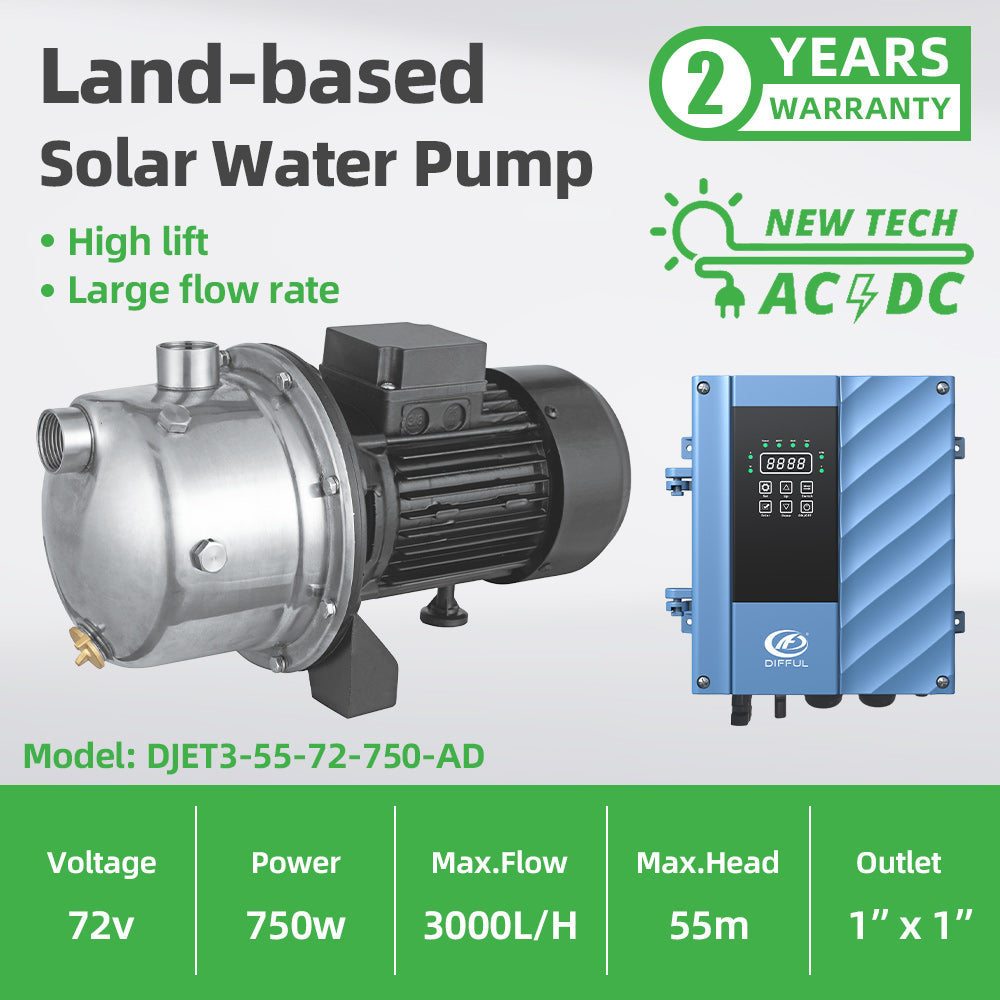 DIFFUL Solar pressure Pumps, 750 W 85 V - 280 V AC/DC For Home & Garden