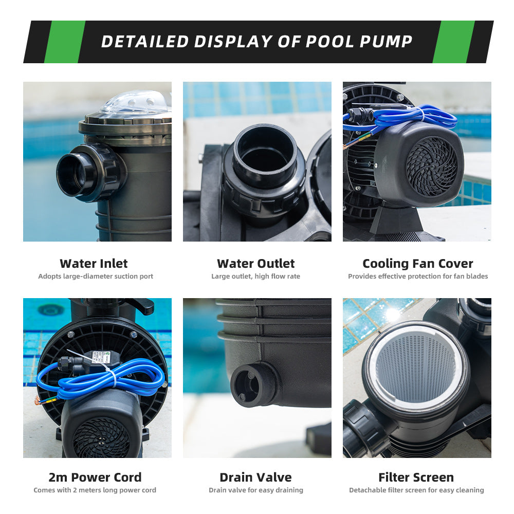 DIFFUL Solar Swimming Swimming Pool Pump, 19 M Head 900 W 85 V - 280 V AC/DC For Home & Garden