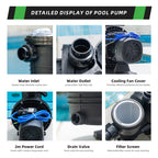 DIFFUL Solar Swimming Swimming Pool Pump, 19 M Head 900 W 85 V - 280 V AC/DC For Home & Garden