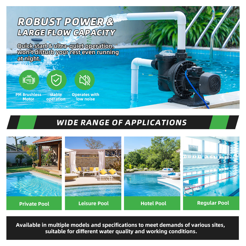 DIFFUL Solar Swimming Swimming Pool Pump, 19 M Head 900 W 85 V - 280 V AC/DC For Home & Garden