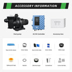 DIFFUL Solar Swimming Swimming Pool Pump, 19 M Head 900 W 85 V - 280 V AC/DC For Home & Garden