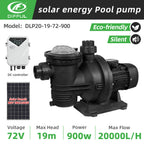 DIFFUL Solar Powered Swimming Pool Pump 900W 72V DC for Home & Garden