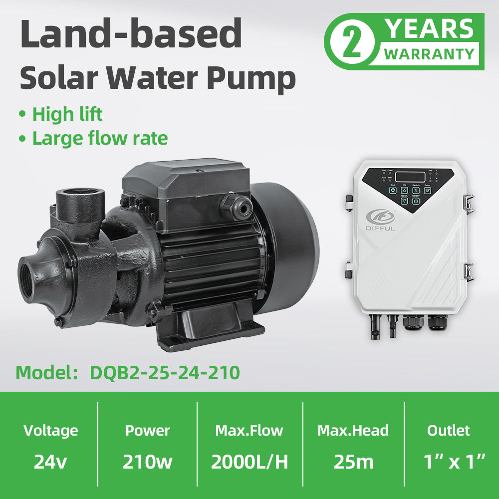 DIFFUL Solar Sump Pump, 25 M Head 210 W 24 V DC For Farm
