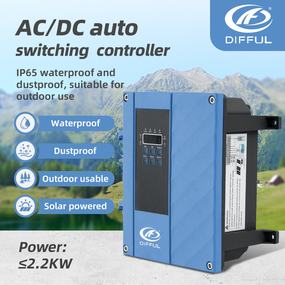 DIFFUL AC/DC Replacement Hybrid Controller, 110V 750W Solar Bore Water Pump Hybrid Deep Submersible