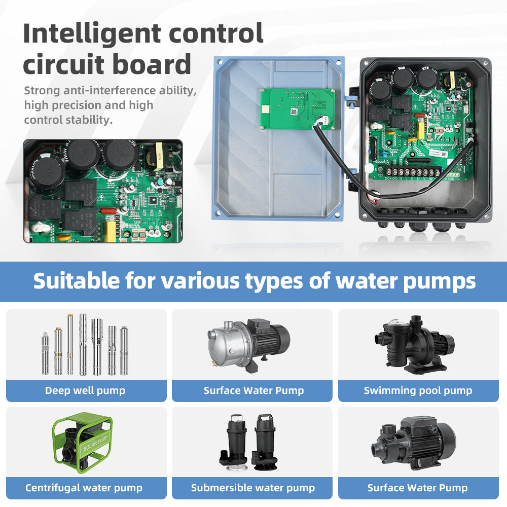 DIFFUL AC/DC Replacement Hybrid Controller, 110V 750W Solar Bore Water Pump Hybrid Deep Submersible