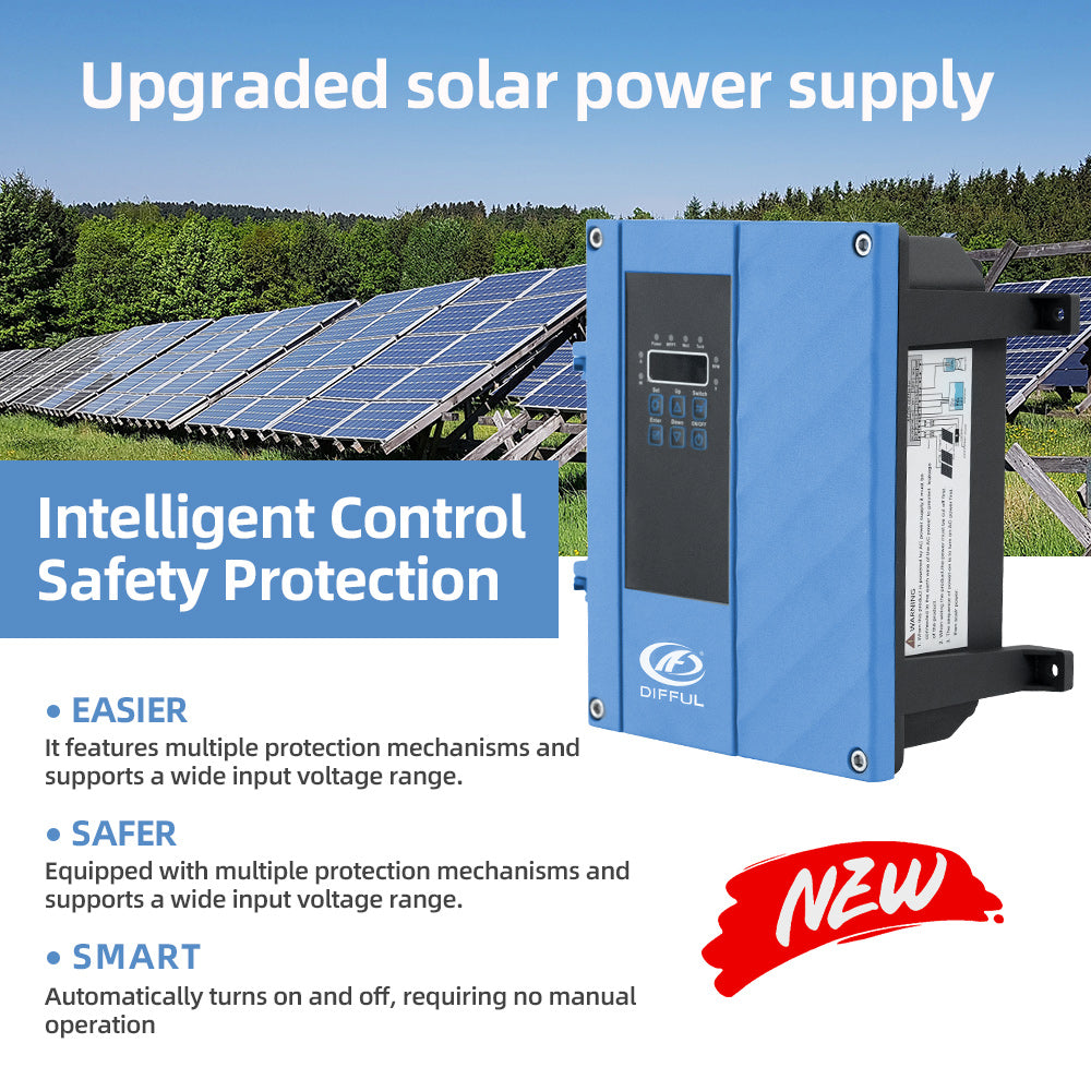 DIFFUL AC/DC Replacement Hybrid Controller, 110V 750W Solar Bore Water Pump Hybrid Deep Submersible