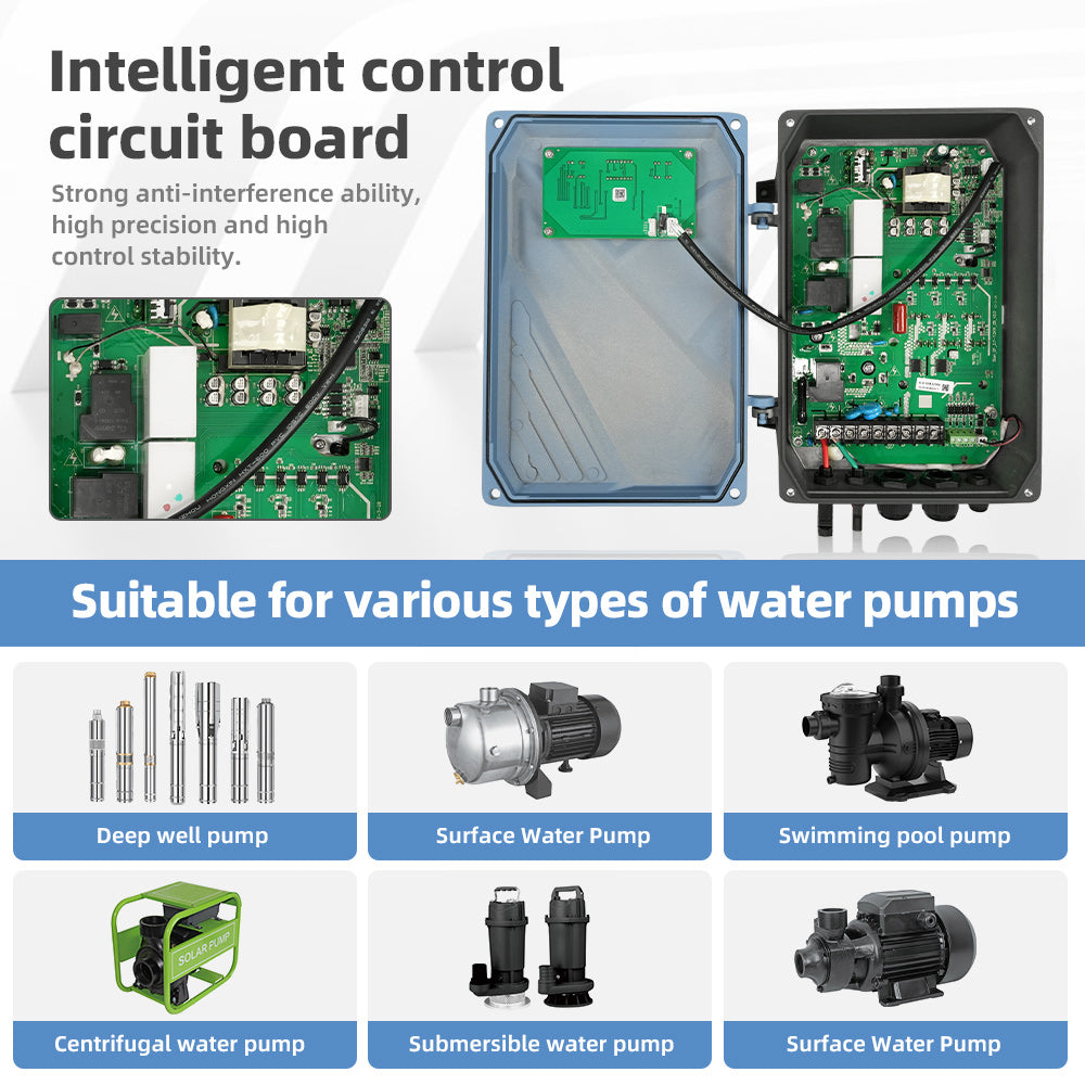 DIFFUL AC/DC Replacement Hybrid Controller, 245V 3000W Solar Water Pump Hybrid High Head Bore Pump