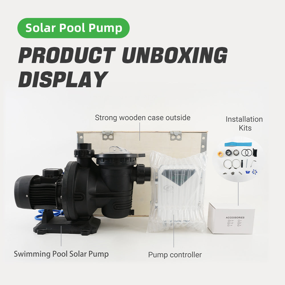 DIFFUL Solar Powered Swimming Pool Pump 900W 72V DC for Home & Garden