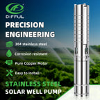 DIFFUL Pumps And Solar, 4 inch 1500W 110 V DC For Drip Lines
