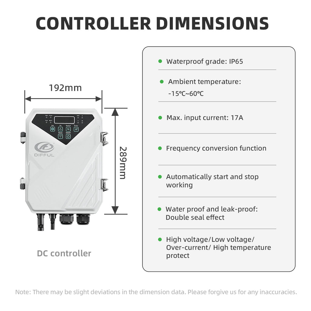 DIFFUL Pumps And Solar, 4 inch 1500W 110 V DC For Drip Lines
