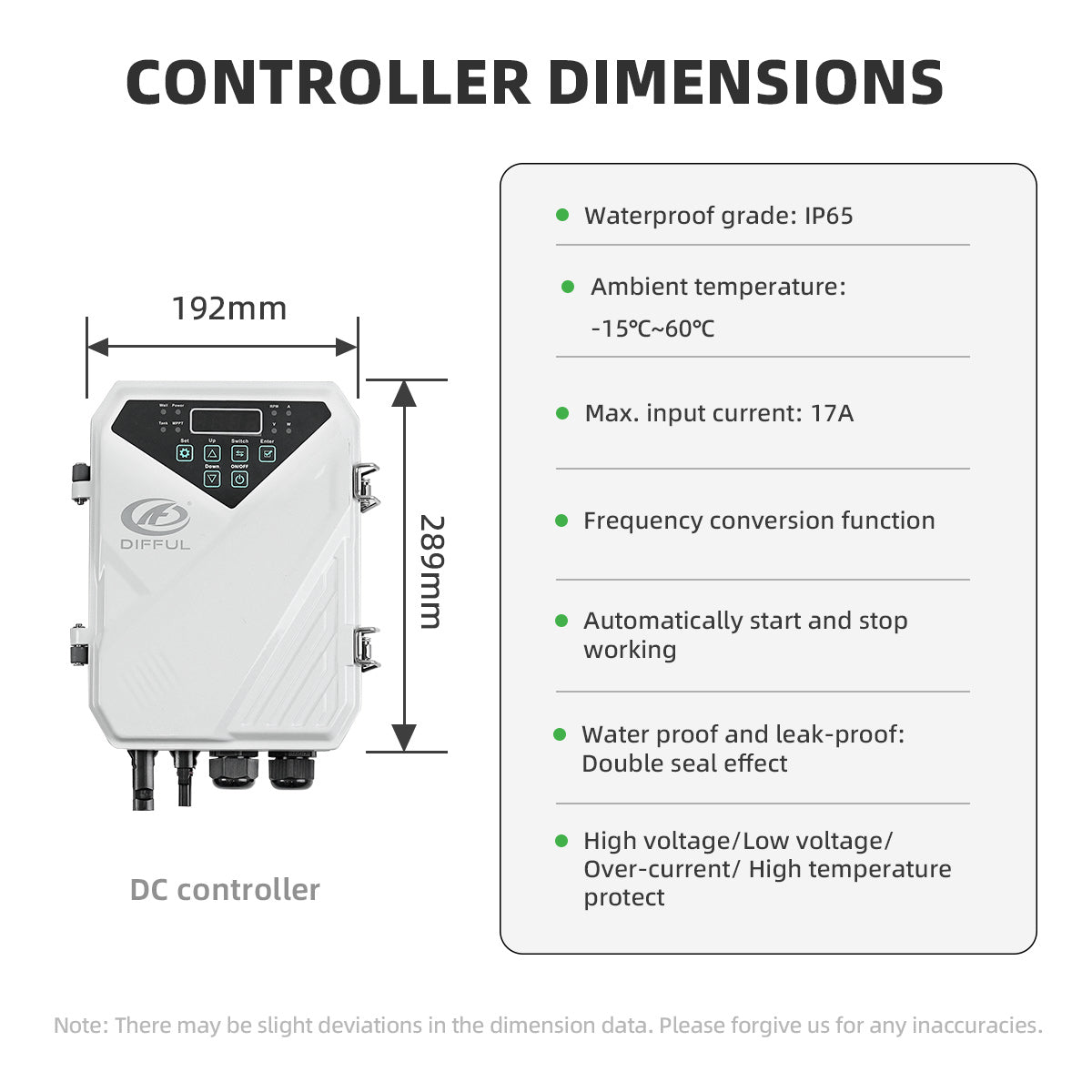 DIFFUL Pumps And Solar, 4 inch 1500W 110 V DC For Drip Lines