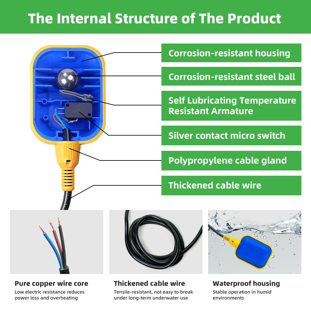DIFFUL  Plastic Float Switch for Water Pump Tank Level Control