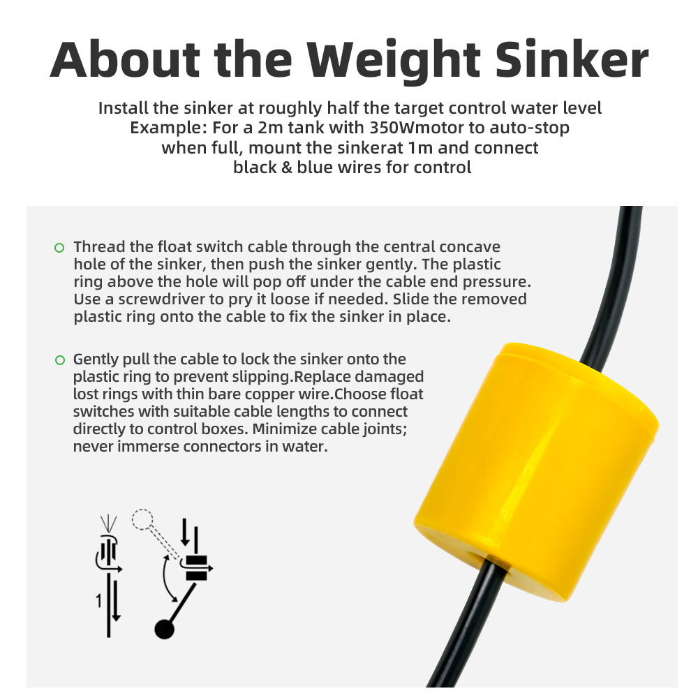 DIFFUL  Plastic Float Switch for Water Pump Tank Level Control